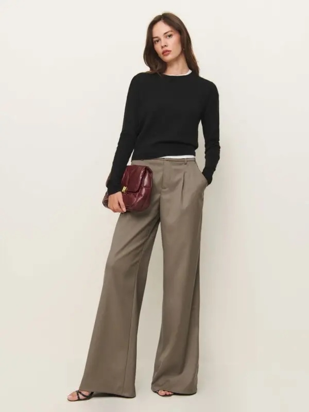 NWT Reformation Ashwin Low Rise Pant in Tan